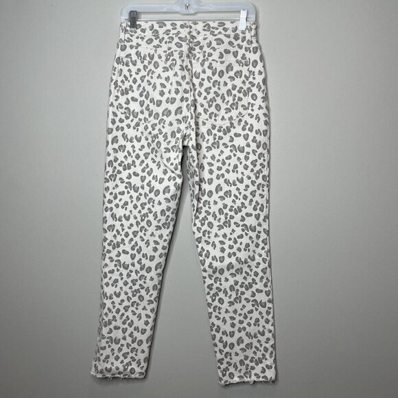 Abercrombie & Fitch White Gray Leopard Mom Jeans Size 6 Long - Picture 4 of 9